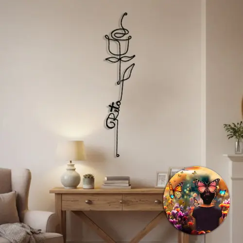 Escultura de Parede Rosa Decoração Floral Personalizada
