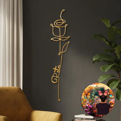 Escultura de Parede Rosa Decoração Floral Personalizada