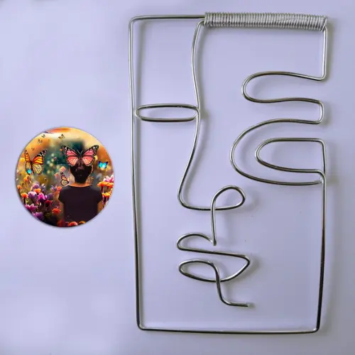 Escultura de Parede Rosto Arte em Linha Contínua Decoração Amb