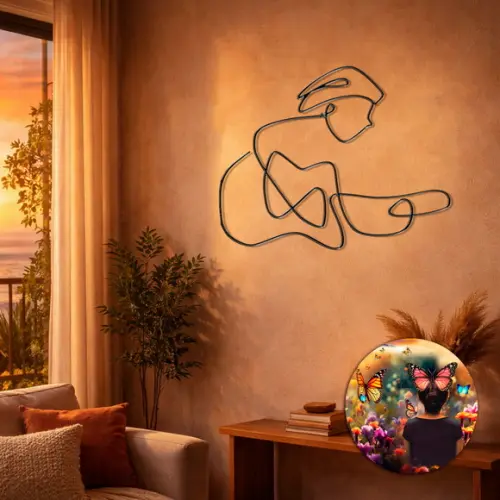 Escultura de Parede Violeiro Caricatura Silhueta Músico