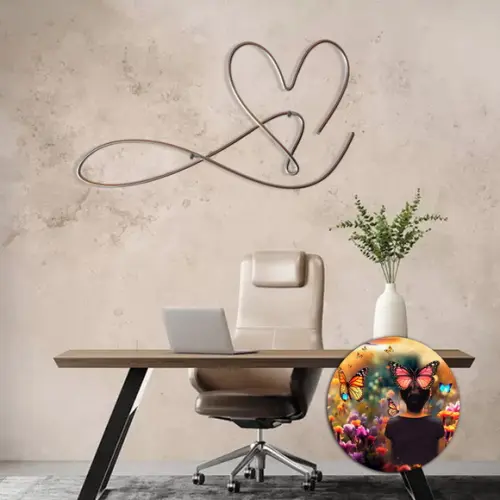 Escultura em Arame Coração Amor Infinito Decoração de Parede