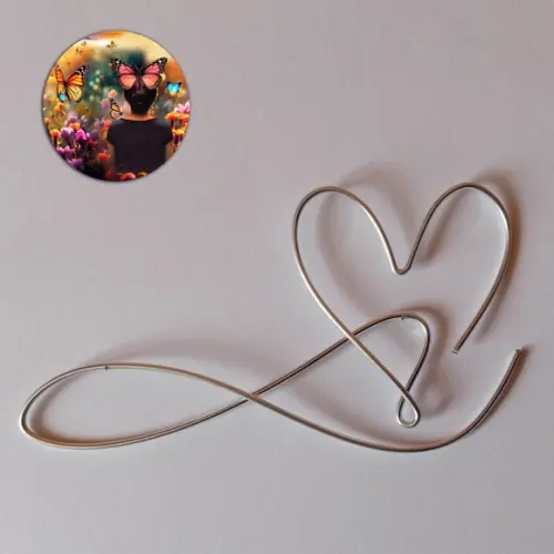Escultura em Arame Coração Amor Infinito Decoração de Parede