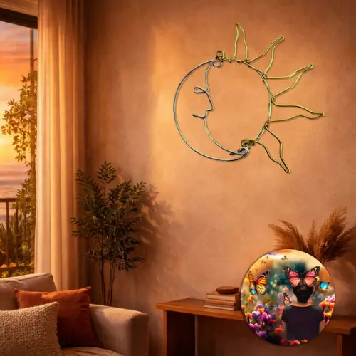 Escultura Sol e Lua Decoração Sala Varanda Quarto de Casal