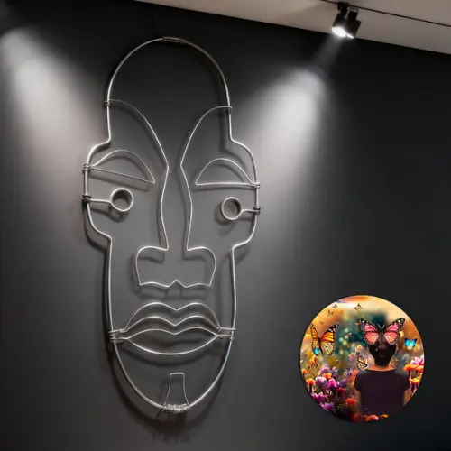 Escultura Rosto Tribal Arte Moderna Decoração de Parede e Ambientes