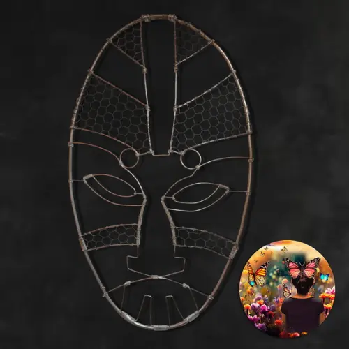 Escultura Tribal Rosto Decoração de Parede Sala e Quarto
