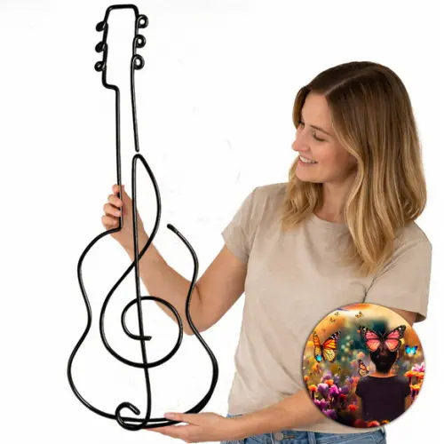 Escultura Violão com Clave de Sol Elegante