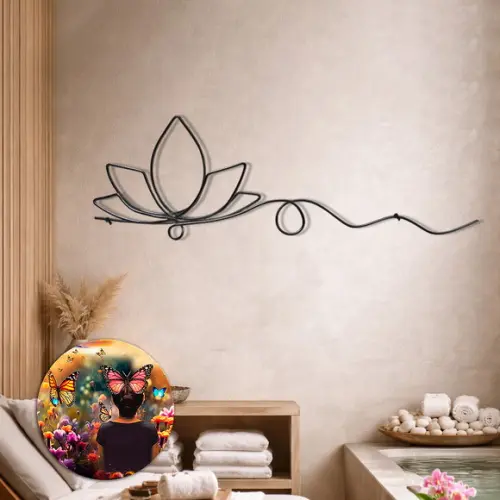 Escultura em Arame Flor de Lótus Arte Decorativa