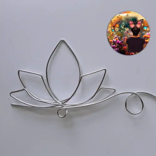 Escultura em Arame Flor de Lótus Arte Decorativa