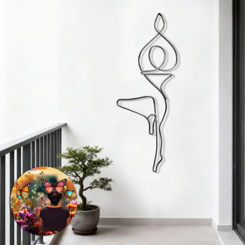 Escultura Yoga em Arame Arte Decorativa