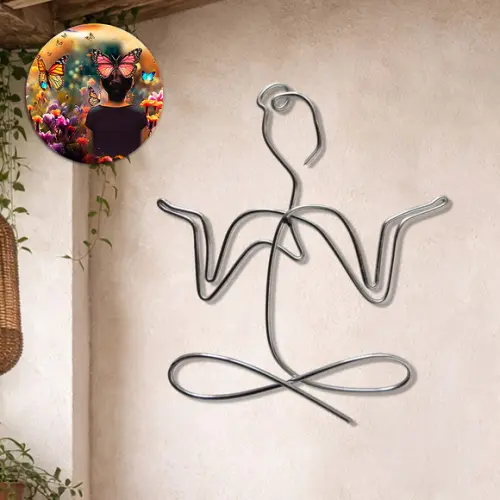Escultura Yoga em Arame Arte Decorativa