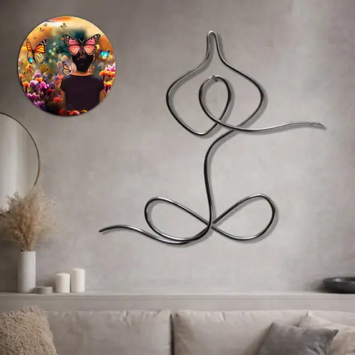 Escultura Yoga em Arame Arte Decorativa