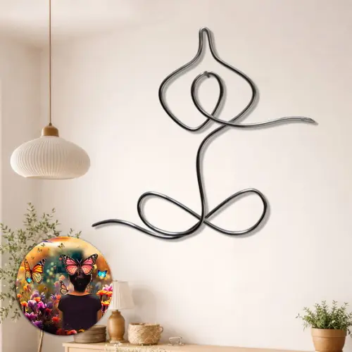 Escultura Yoga em Arame Arte Decorativa