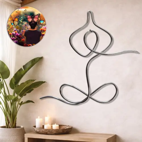 Escultura Yoga em Arame Arte Decorativa