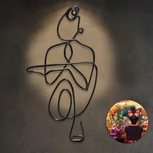 Escultura Yoga Zen em Arame Arte Decorativa Esotérica