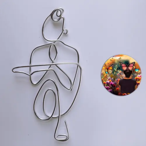 Escultura Yoga Zen em Arame Arte Decorativa Esotérica