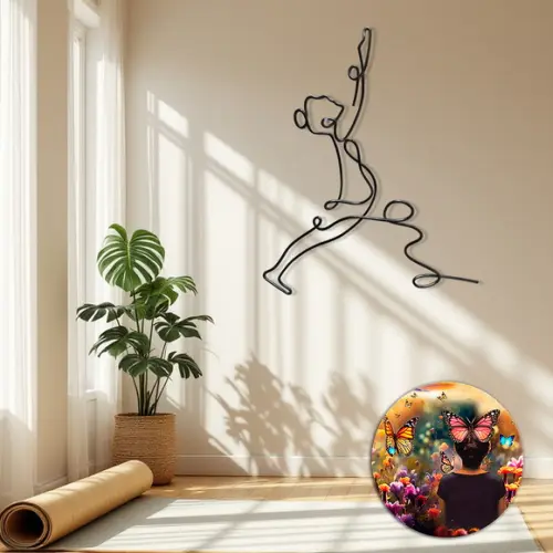 Escultura Yoga Zen em Arame Arte Decorativa Esotérica