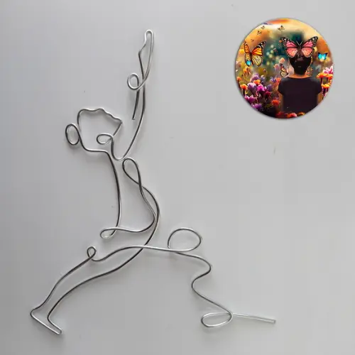 Escultura Yoga Zen em Arame Arte Decorativa Esotérica