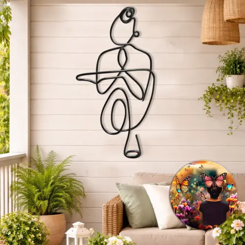 Escultura Yoga Zen em Arame Arte Decorativa Esotérica