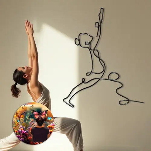 Escultura Yoga Zen em Arame Arte Decorativa Esotérica