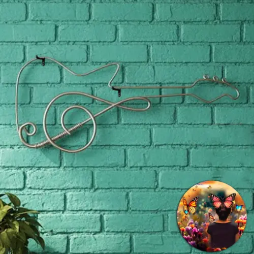 Guitarra Escultura em Arame Decoração de Parede