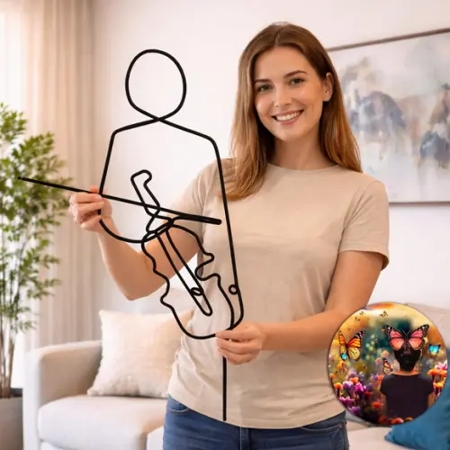 Violinista Escultura de Parede ou Móbile Caricatura Músico