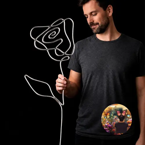 Escultura de Parede Rosa Decoração Floral