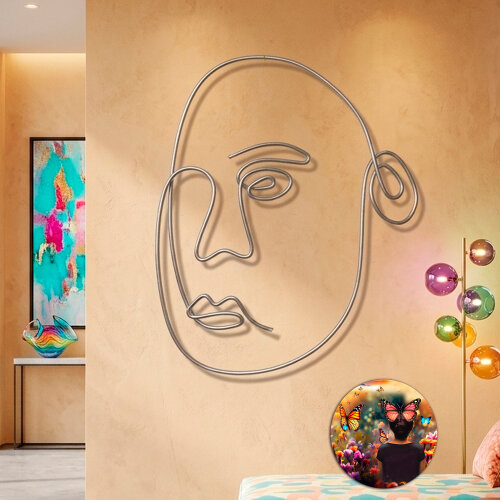 Escultura de Parede Rosto Caricatura Contemporânea para Decoração de Ambientes