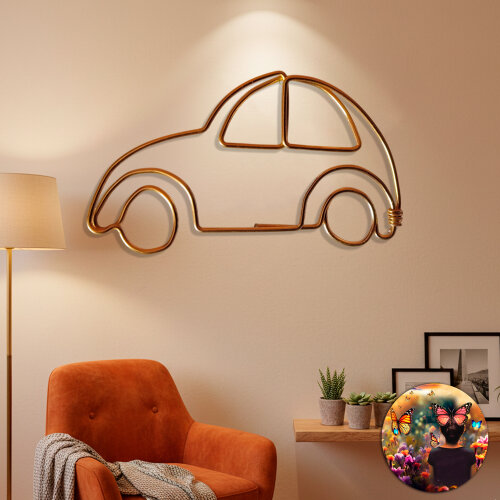 Escultura de Parede Carro Fusca Decora Ambiente Sala Quarto