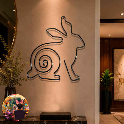 Escultura de Coelho em Arame 90 cm | Decoração de Parede Eco Chic Artesanal