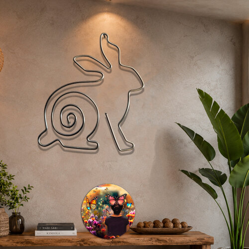 Escultura de Coelho em Arame 90 cm | Decoração de Parede Eco Ch