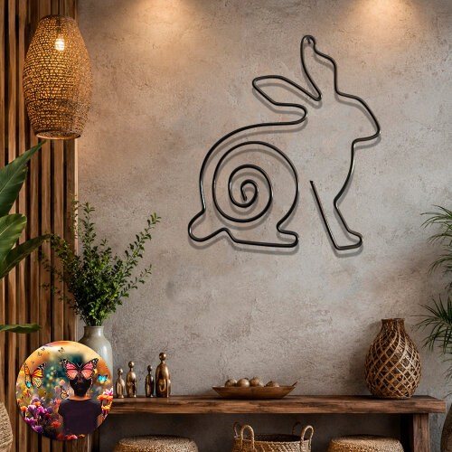 Escultura de Coelho em Arame 90 cm | Decoração de Parede Eco Ch