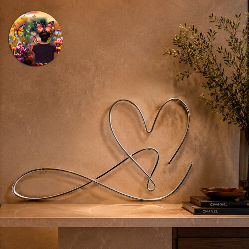 Escultura em Arame Coração Amor Infinito Decoração de Parede