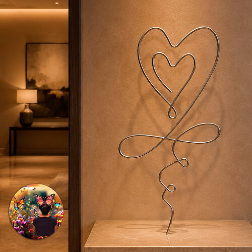 Coração Infinito Escultura de Parede