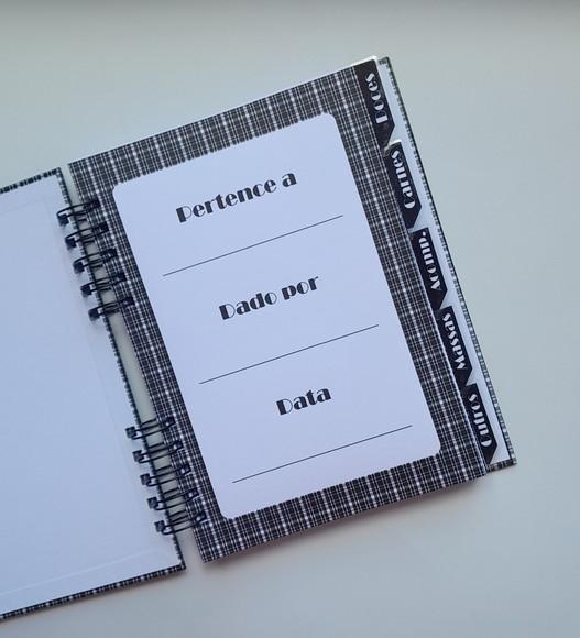 Caderno de Receitas Masculino Personalizado + Divisórias