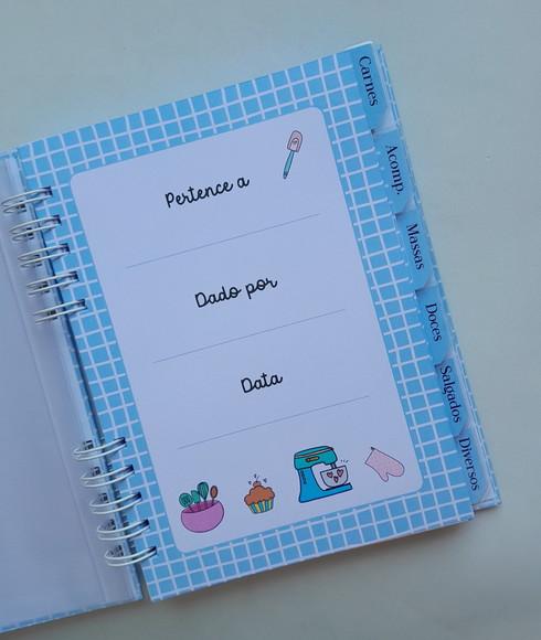 Caderno de Receitas Personaliz + Divisórias c/ Abas