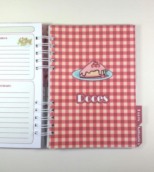 Caderno de Receitas Personalizado + Divisórias c/ Abas