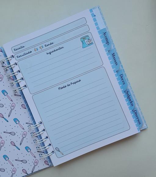 Caderno de Receitas Personaliz + Divisórias c/ Abas