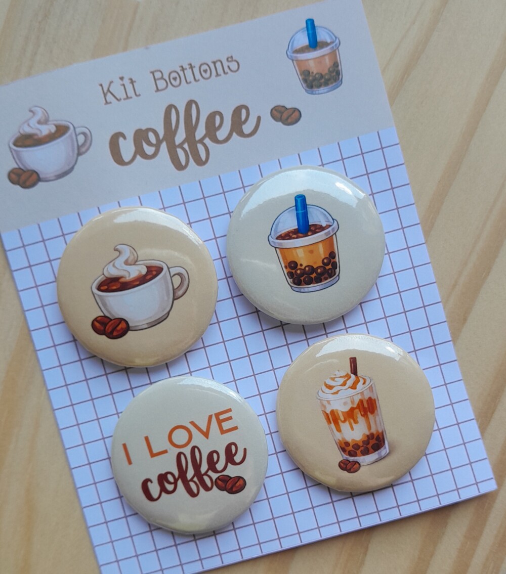 Kit Bottons Coffee - Cartela c/ 04