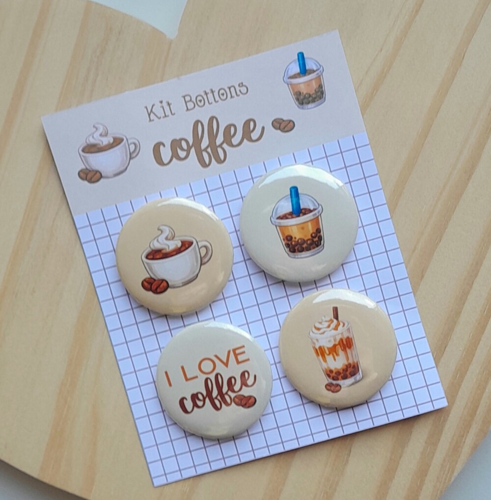 Kit Bottons Coffee - Cartela c/ 04