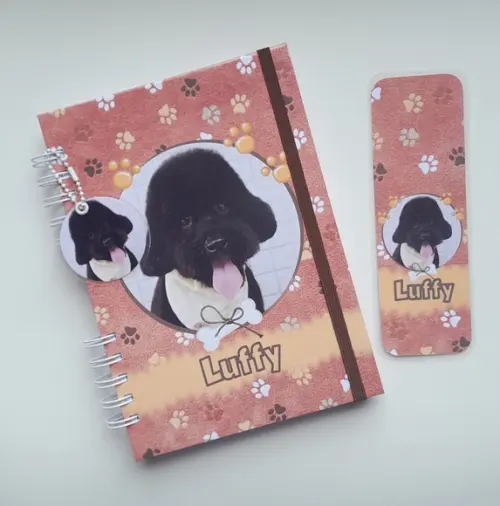 Caderneta Pet Cachorro Personalizada(c/diário)+acessórios