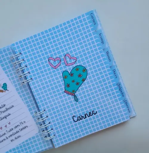 Caderno de Receitas Personaliz + Divisórias c/ Abas