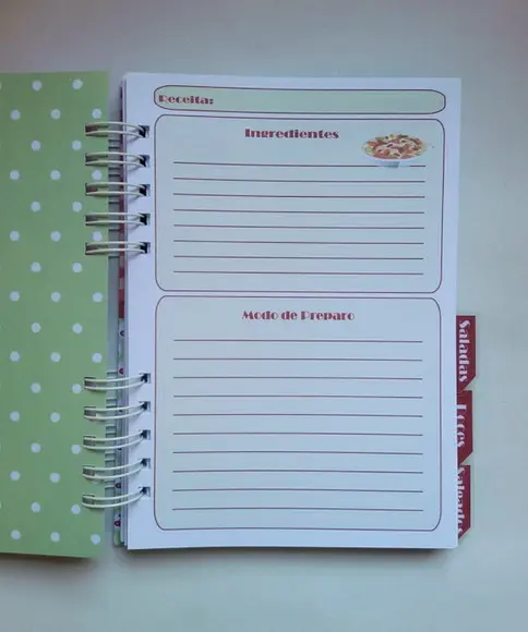 Caderno de Receitas Personalizado + Divisórias c/ Abas