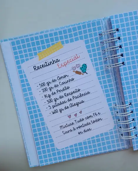 Caderno de Receitas Personaliz + Divisórias c/ Abas