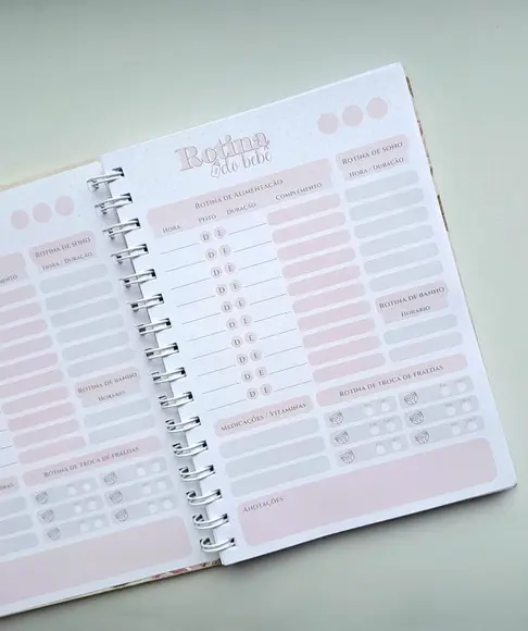 Diário de Rotina do Bebê A5 Personalizado