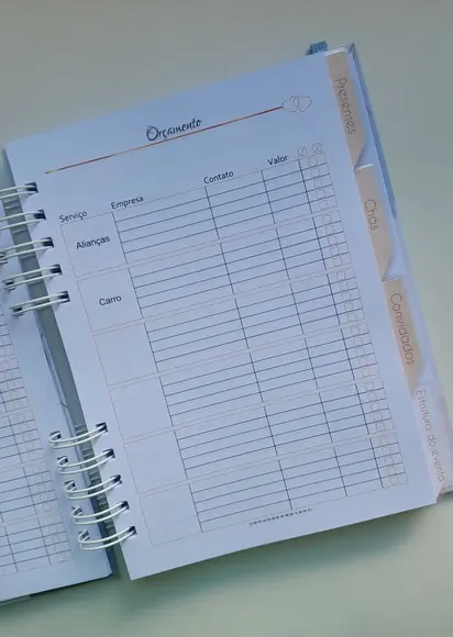 Planner da Noiva Personalizado c/ Divisórias - Escolha a Capa