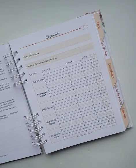 Planner da Noiva Personalizado Permanente c/ Divisórias