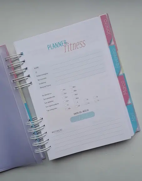 Planner Fitness Feminino + Divisórias