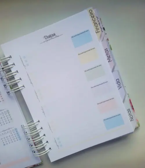 Planner Pessoal Permanente + Divisórias c/ Abas