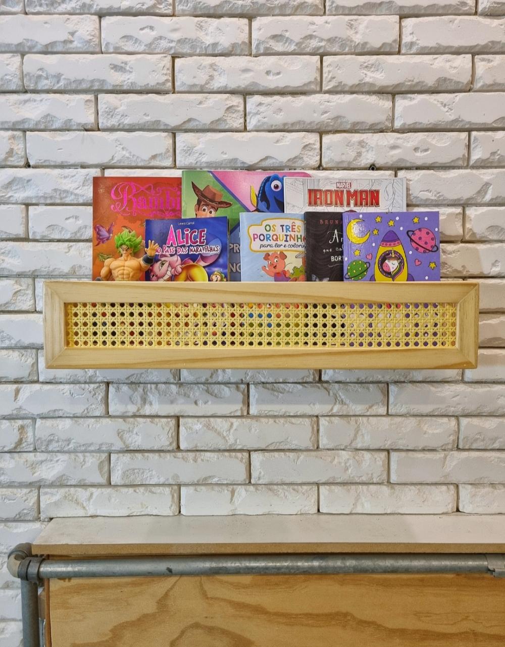 Prateleira de Livros com Palhinha Indiana Lara Madeira 60cm