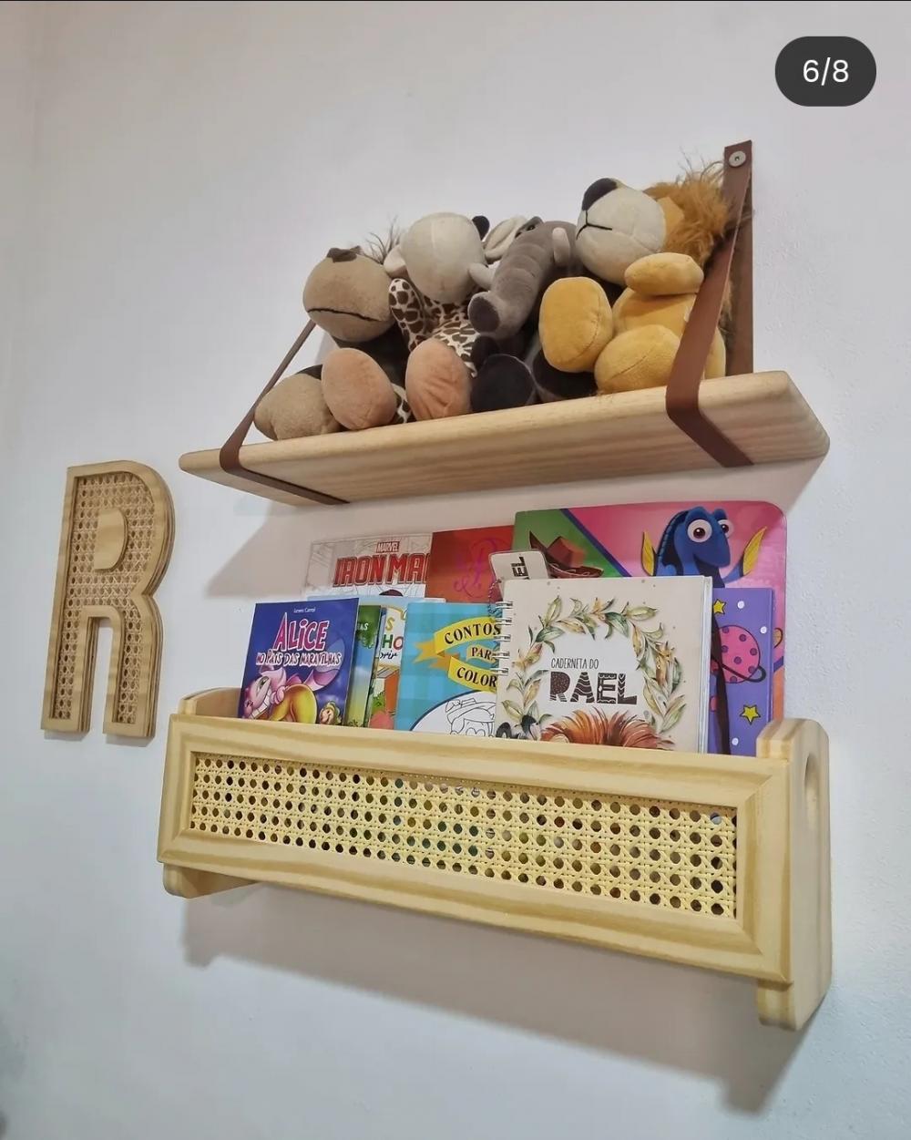 Prateleira de Solo Porta Livros Palhinha Indiana Madeira